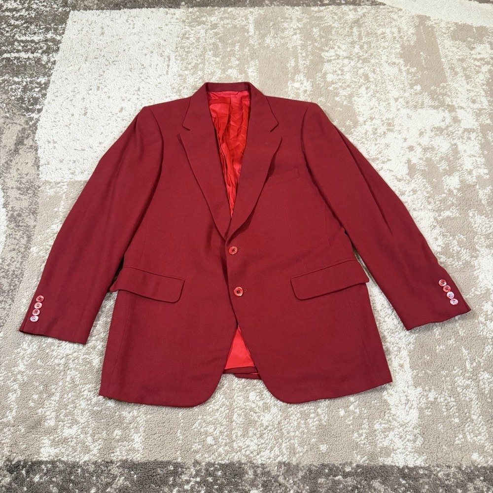 Neiman Marcus Blazer Mens 42R Red 100% Cashmere Two Button Luxury Sport Coat